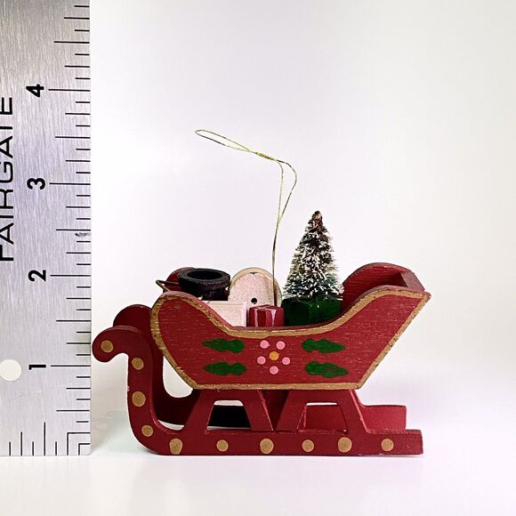 Vintage Christmas Lot 4 Painted Wood Ornaments Nutcracker Train Sled Drummer - Picture 12 of 16